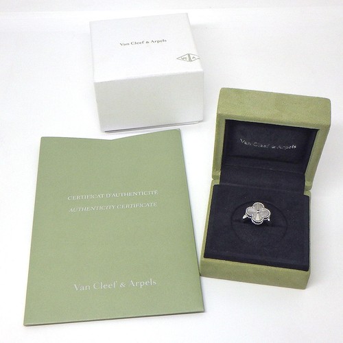 Van Cleef & Arpels Ring Vintage Alhambra VCARP9XI00 Flower 750WG #50 US5 - Picture 10 of 11