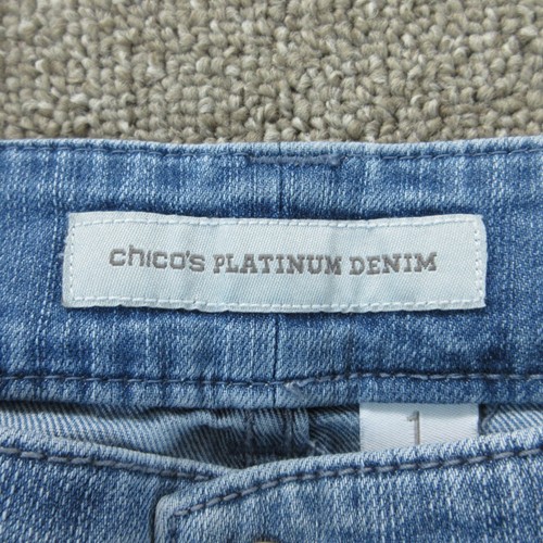 Chico's Jeans Womens 1 Blue Denim Platinum Straight Crop - Picture 14 of 21