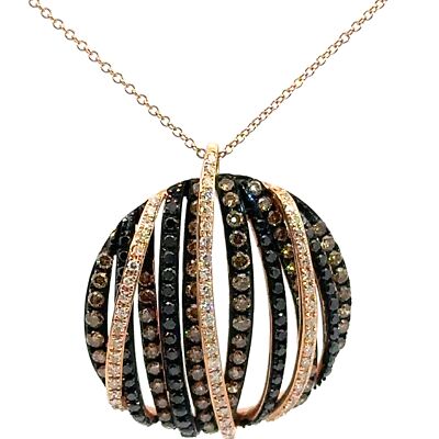 EFFY Confetti 14K Rose Gold Espresso Cognac, Black & White Diamond Pendant -J025