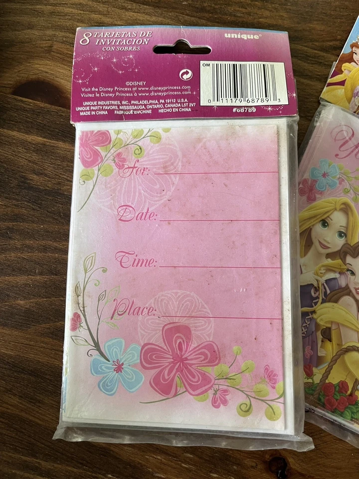 2 paquetes de 8 invitaciones de fiesta de princesas Disney con sobres (16 en total) Foto 2 de 2