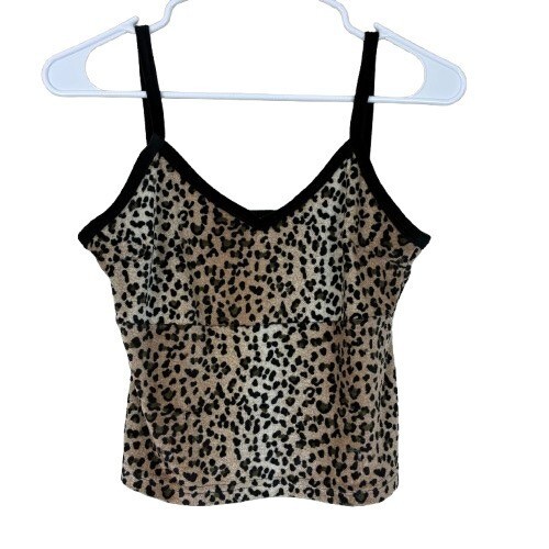 VTG Soft Wear Animal Print Y2K Style Velvet Spaghetti Strap Tank Sz Small - Picture 1 of 5