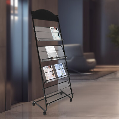 4-Layer Floor Standing Magazine Rack Suitable for Display Brochures or Documents