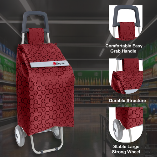 Carrito de compras plegable plegable grande de 2 ruedas 50L con bolsillo delantero aislado - Imagen 3 de 10