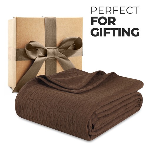 100% Cotton Modern Geometric Diamond Weave Solid All Season Blanket Bed Throw - Picture 71 of 172