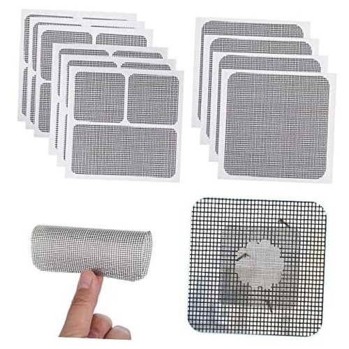 Self-Adhesive Window Screen Repair Patches Kit, 10 Sheets 3 Sizes Screen Black