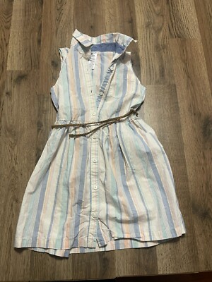 Carter's Dress, Girls Size 5T, Blue White Purple, Striped, Sleeveless