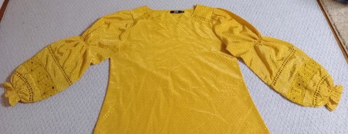 CBR Womens X Large Yellow Cotton Blend Long Sleeve Dress 23 - Picture 3 of 9