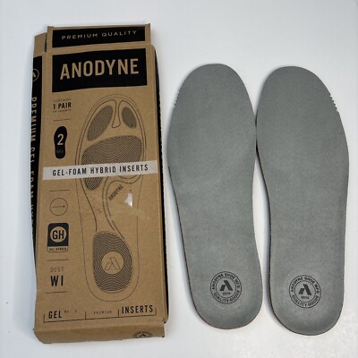 ANODYNE  No.2- Gel Foam Inserts 1 Pair Arch Support Made In USA Size 14