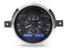 Dakota Digital 1949-50 Ford Car Analog Gauge System Black Alloy Blue Vhx-49f-k-b