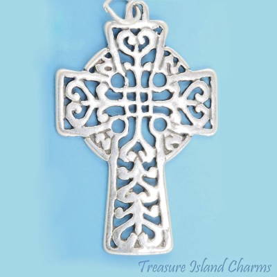 Large Filigree Celtic Cross 925 Solid Sterling Silver Charm Pendant MADE IN USA