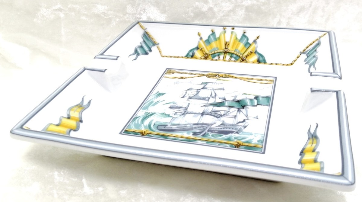 レア HERMES エルメス PATCHWORK スクエアトレイ 帆船 HERMES エルメス