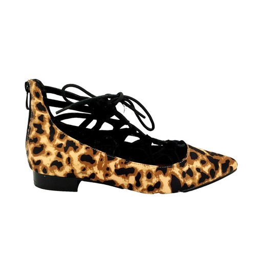 Midnight Velvet Womens Ballet Cut Out Shoes Brown Black Leopard