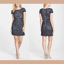 NWT Adrianna Papell Beaded Mesh Sheath Dress  SZ 2  e325