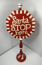 Vintage Porcelain Christmas Metal Sign 44    Santa STOP Here  