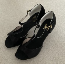 Jiajia Black Satin Diamanté Dance Shoes UK5 New In Box