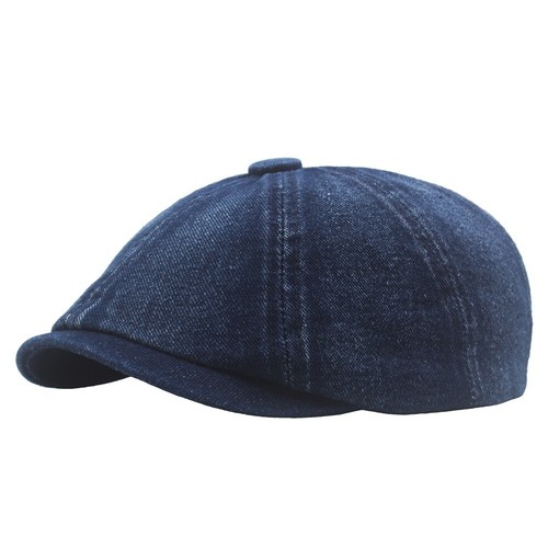 Flache Kappe Damen Denim achteckig Zeitungsjunge Cabbie Maler Baskenmütze japanisch retro - Bild 13 von 14