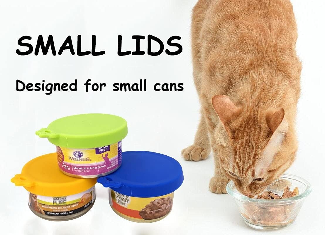 3 Pack Cat Food Can Lids, Silicone Small Pet Food Can Lids Covers for 3 Oz Cat F