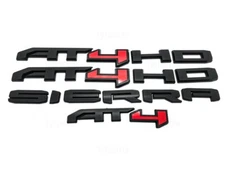 Overlay Matte Black Red AT4 / AT4 HD Emblem Sierra Fit 2019-2025 GMC Sierra 1500