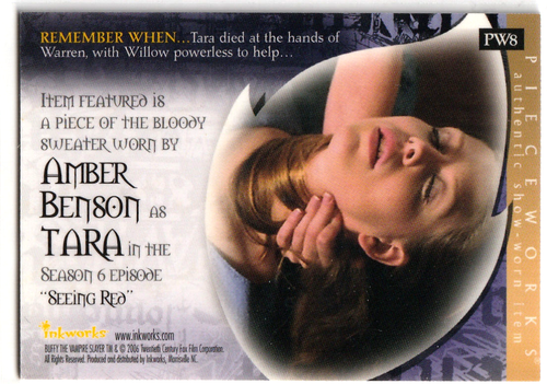 2006 Buffy the Vampire Slayer Memories Pieceworks PW8 Amber Benson Tara - Picture 2 of 2