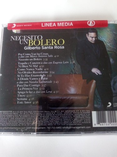 GILBERTO SANTA ROSA NECESITO UN BOLERO CD MEXICAN EDITION MEXICO - Bild 2 von 2