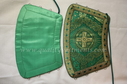 Set Sacerdote Comunione Verde Stola Polsini Modello Angelo 44" 112 cm - Foto 5 di 5