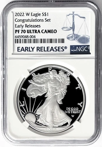 2022 W PROOF SILVER EAGLE CONGRATULATIONS SET EARLY RELEASES NGC PF70
