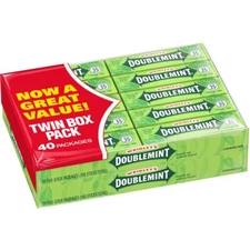 WRIGLEY'S DOUBLEMINT Gum, 5 Stick Pack (40 Packs) 