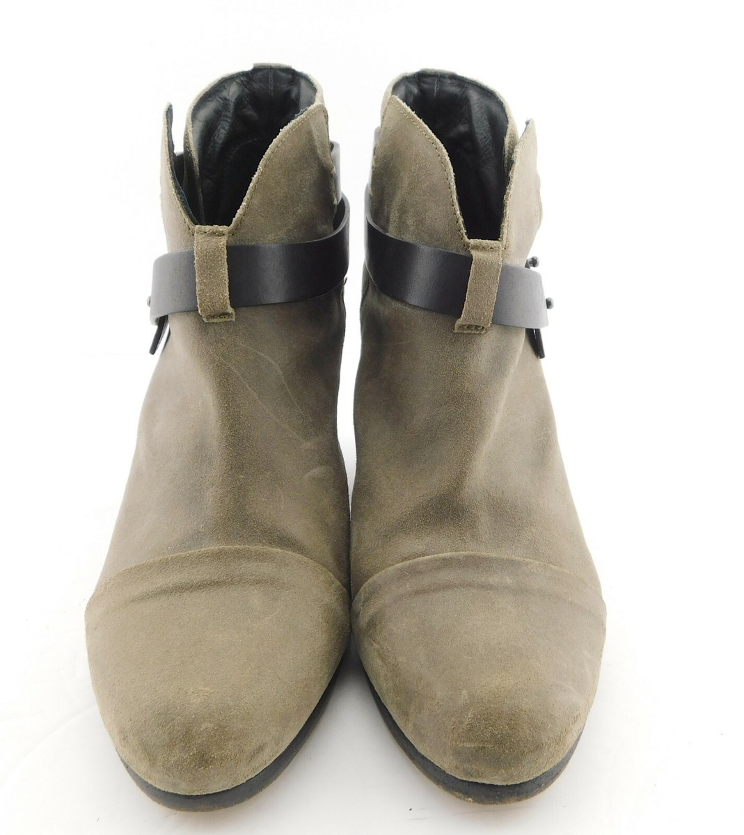 RAG & BONE Size 9 HARROW Taupe Waxed Suede Ankle Booties