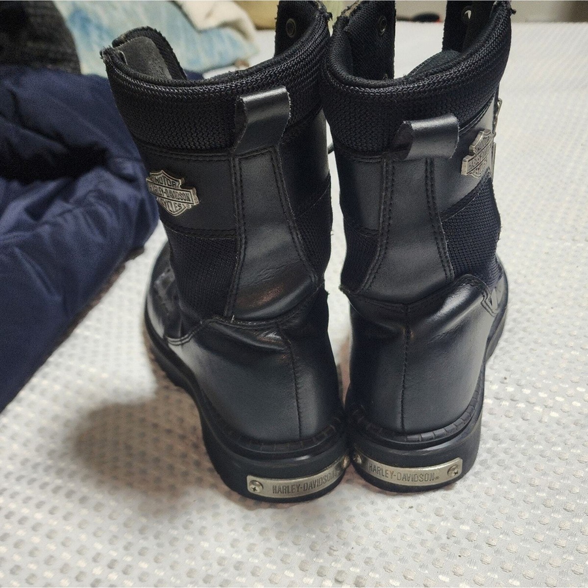 HARLEY DAVIDSON EUC MENS SZ 9.5 LEATHER LACE & ZIP BIKER 