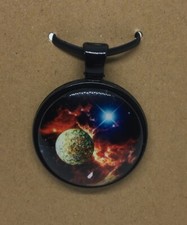 Galaxy Round Glass Dome Cabochons 1" Black Bezel Pendant New Free Ship 472