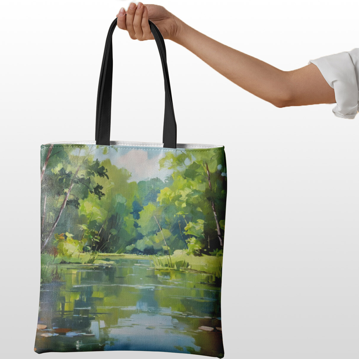 Reusable Tote Bag with Nature Scene – Daily Carry, Gift Shopping Bag