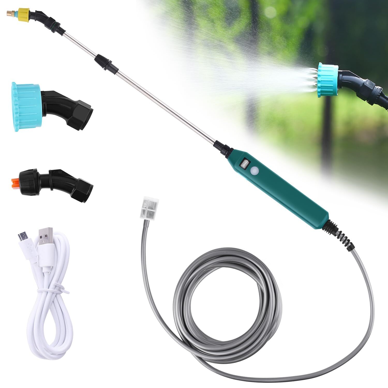 Portable Electric Garden Sprayer, Battery Powered Watering Wand, Rechargeable...