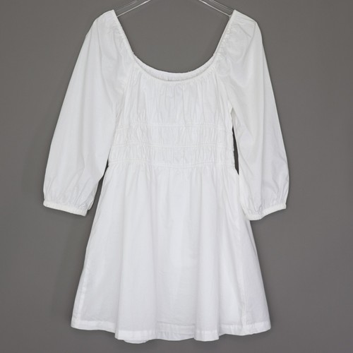 Sanctuary Women's White Poplin Elastic Waist Short Mini Dress Size L NWT $129 - Picture 2 of 14