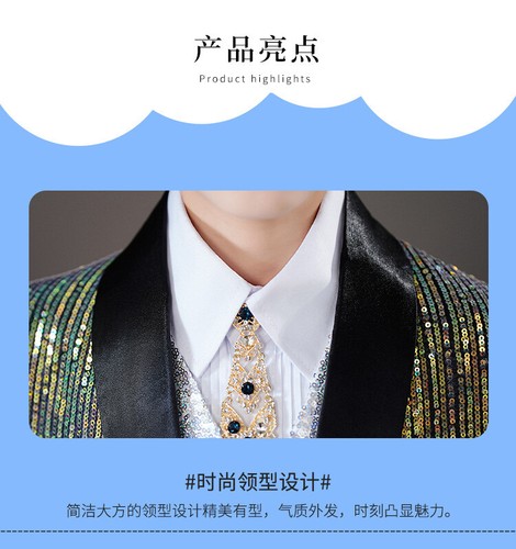 British Children Kid's Boy's Sequins Stage Suits Jacket Coat Pants Evening Party - Picture 7 of 24