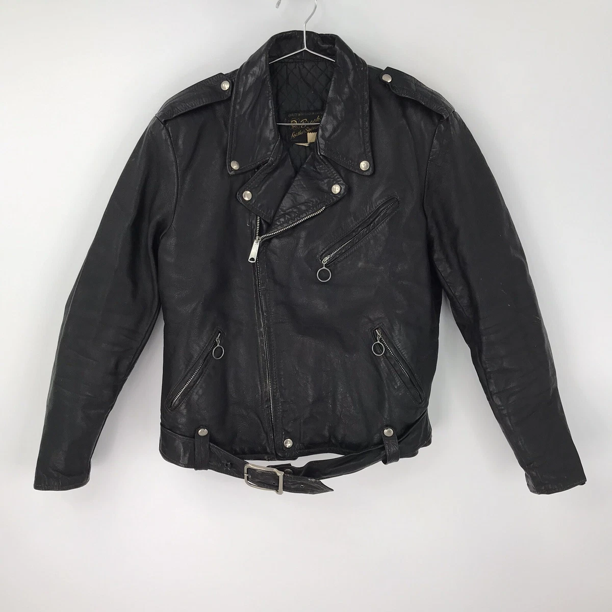 Brooks leather cheap biker jacket