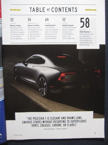 CAR AND DRIVER Magazine February 2020 FORD BRONCO IS BACK - Picture 2 of 2