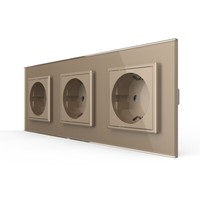 Livolo Steckdose Glas Gold 3 Fach Schuko Kindersicherung Steckdosen