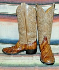 Womens Vintage Tony Lama Brown Eelskin / Leather Cowboy Boots 6.5 B Good Cond