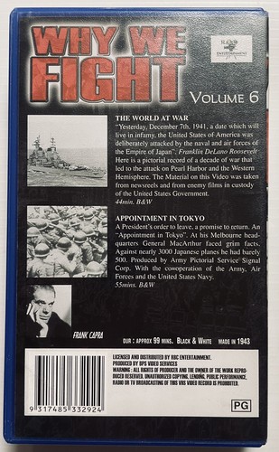 Why We Fight! Vol 6 VHS Video Cassette Tape Blue Small Box PAL PG 1943 - Picture 7 of 24
