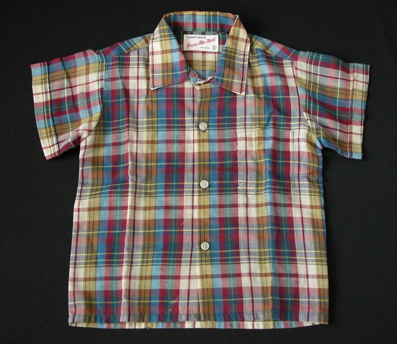 Vtg 1970s Western Cowboy Paper Thin Plaid Shirt Kids Sz 5-6 Tommy Boy