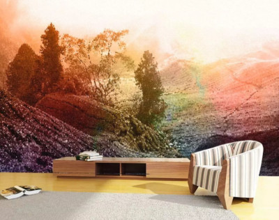 3D Mountain Tree ZHUA10723 Wallpaper Wall Murals Removable Self-adhesive Amy