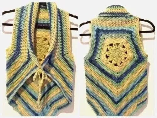 钩针女式手工波西米亚上衣背心曼荼罗节日 m/l sutherland 全新 — 第 2/3 张图片