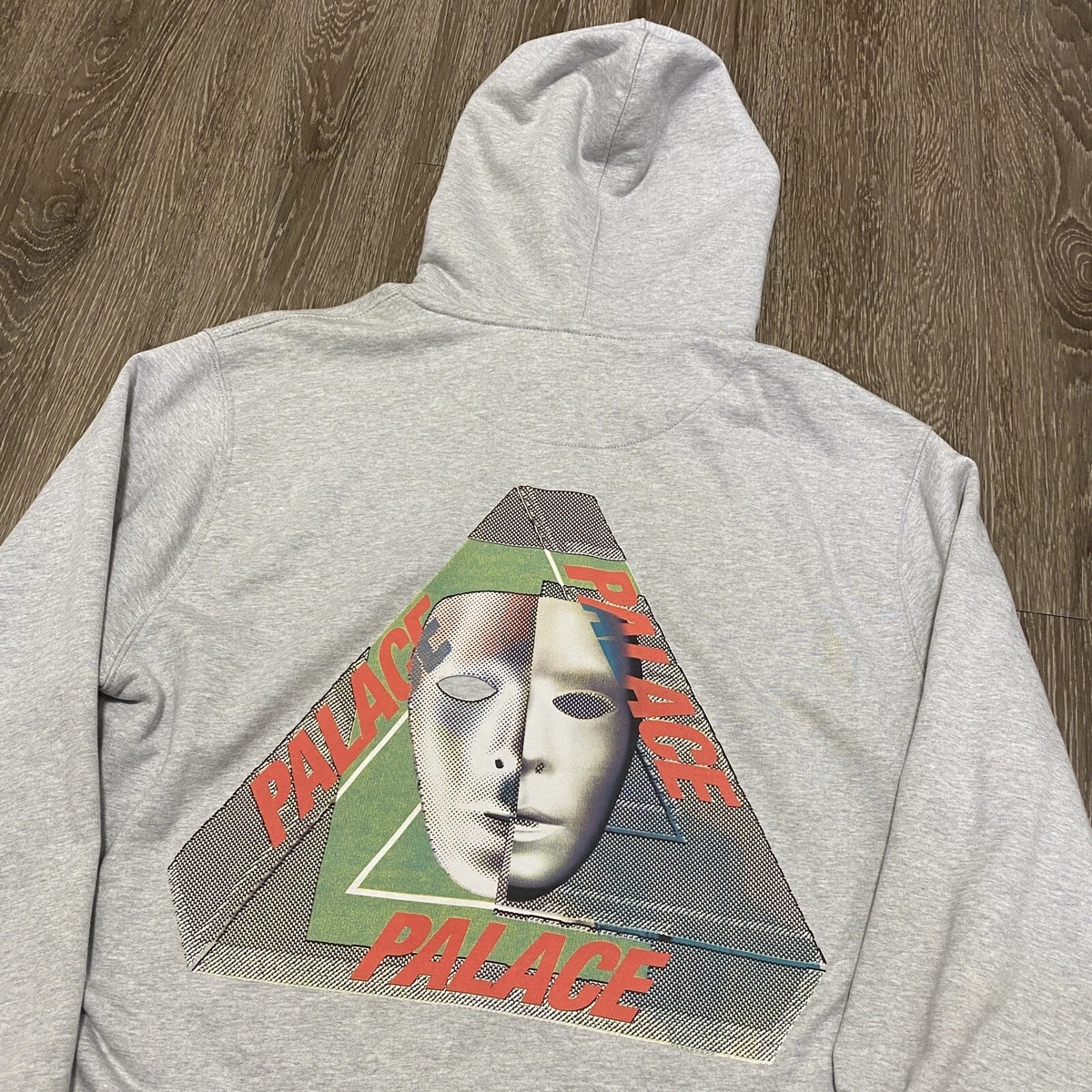 Authentic Palace Hoodie Tri Blurry Large Mask Grey