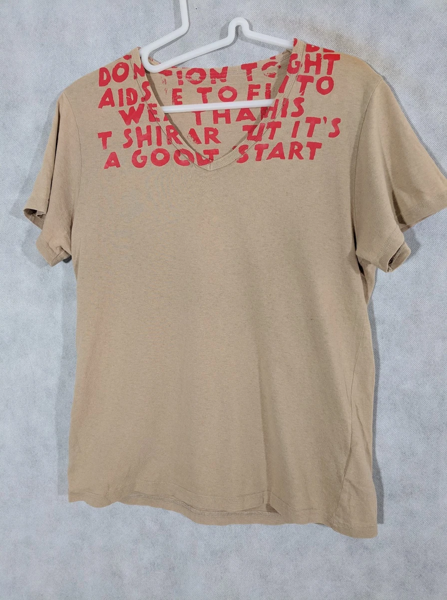 Maison Martin Margiela AIDS Awareness T Shirt V Neck Small Vintage 