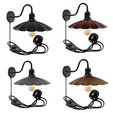 Vintage Indoor Plug In Wall Light Dimmer Switch Umbrella Wall Mounted Sconce E27
