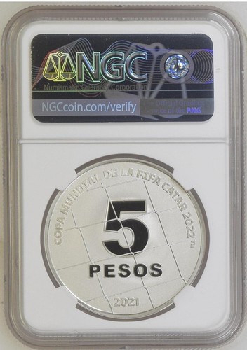 ARGENTINA 5 pesos 2021 SILVER World Cup Qatar NGC PF70 Ultra Cameo (Top Pop) - Picture 3 of 3
