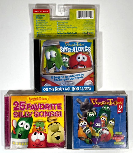 VEGGIE TALES CD Lot of 3 Sing-A-Longs, 25 Favorite Silly Songs, Veggie Tunes 2