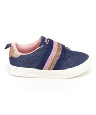 OshKosh Toddler Girls 5 Sneakers Slip on Varsha Denim Sparkles Navy Pink B'Gosh
