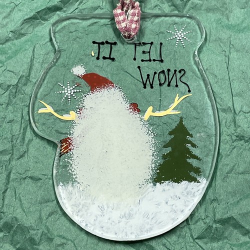 Tii Collections Glass Christmas Mitten Shape “Let It Snow” Snowman Ornament - Picture 5 of 8