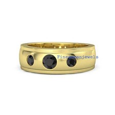 Natural Black Onyx Gemstones with 925 sterling silver Gold Plated Band Ring 440